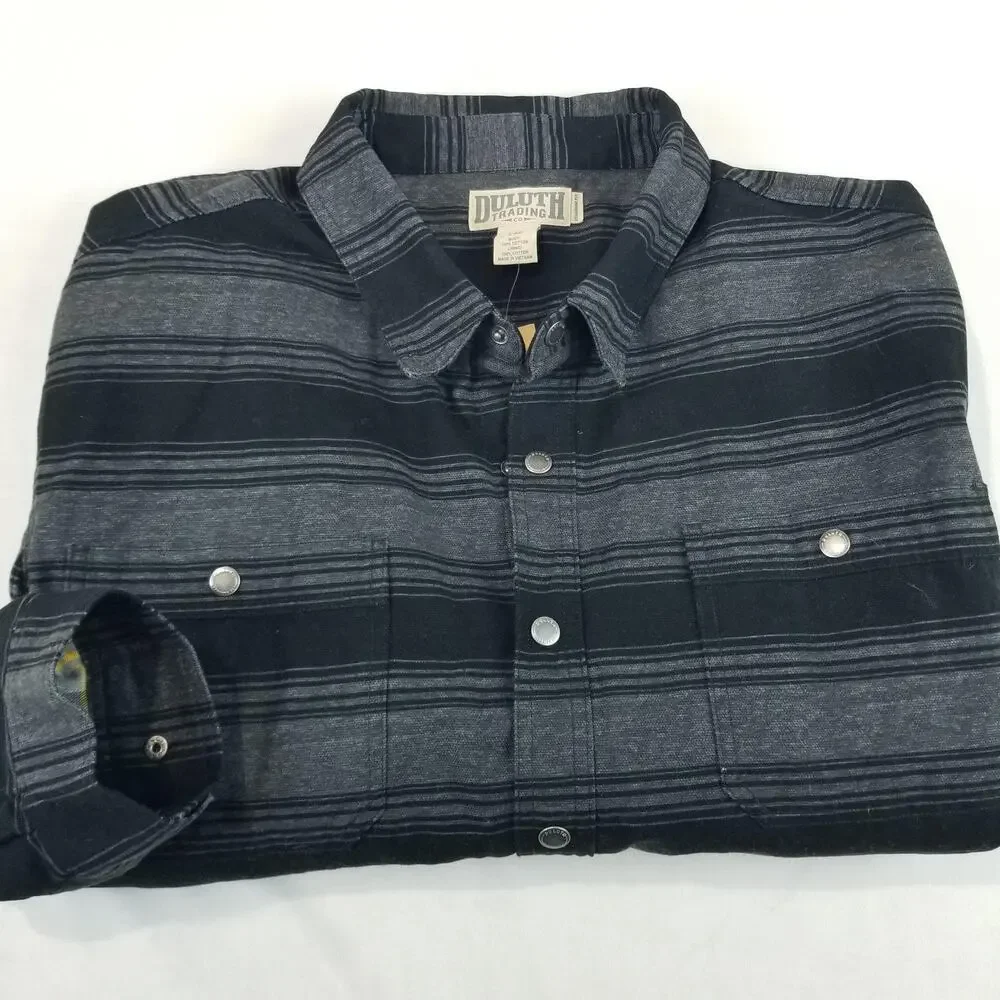 Duluth Trading Co Jacket Mens 2XL Gray Fire Hose Flannel Lined Limber Shacket